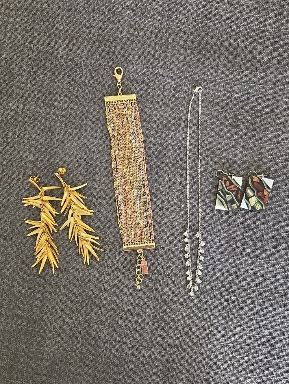 Gold Multi-Chain Bracelet and Matching Earrings Set - Gold Jewelry